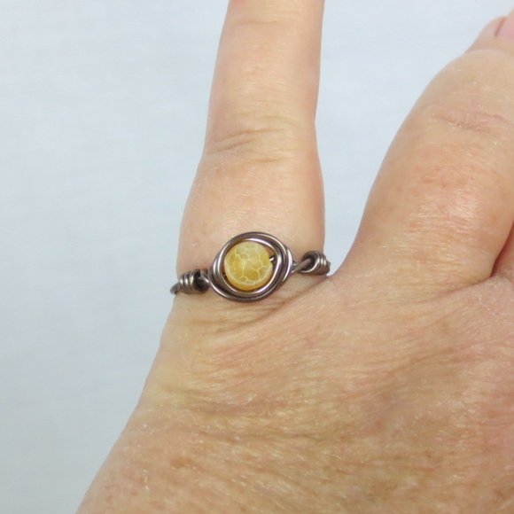 New Copper Hand Crafted Citrine Color Quartz Ring - Picture 1 of 9